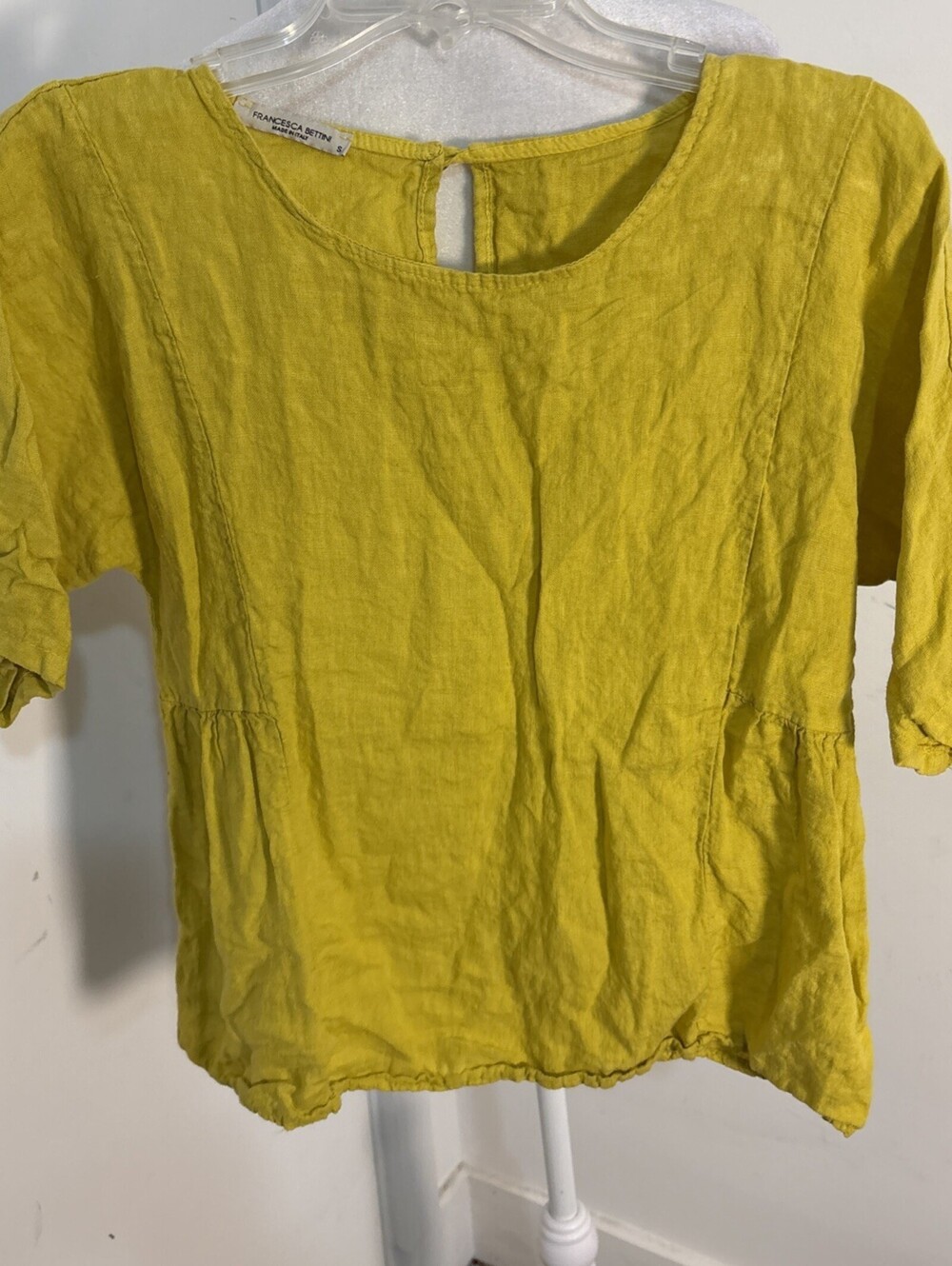 FRANCESCA BETTINI Women's Mustard Yellow 100% Linen Made In Italy Top | EUC Smal